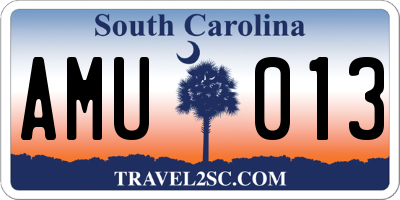 SC license plate AMU013