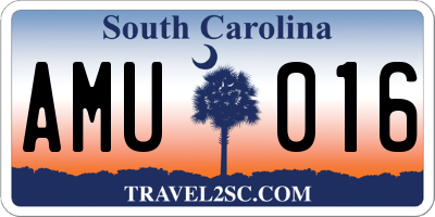 SC license plate AMU016