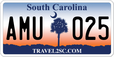 SC license plate AMU025