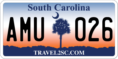 SC license plate AMU026