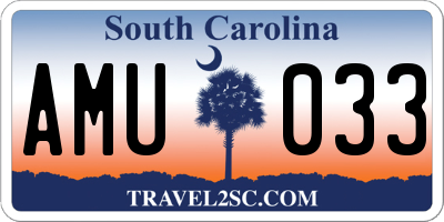 SC license plate AMU033