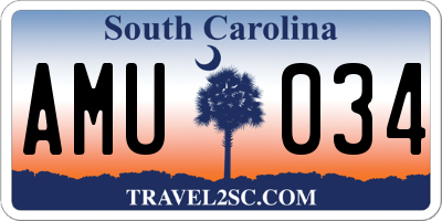 SC license plate AMU034