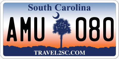 SC license plate AMU080