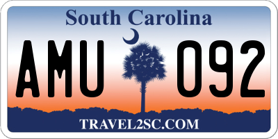 SC license plate AMU092