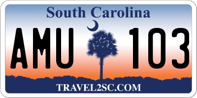SC license plate AMU103