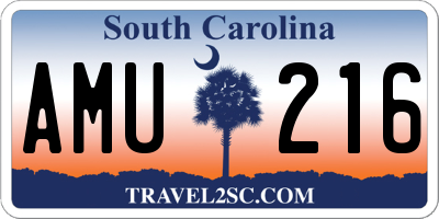 SC license plate AMU216