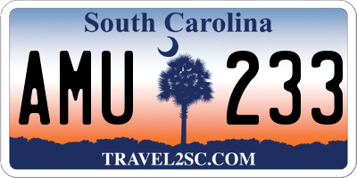 SC license plate AMU233