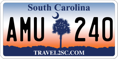 SC license plate AMU240