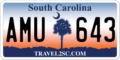 SC license plate AMU643