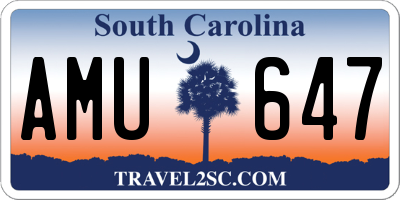 SC license plate AMU647