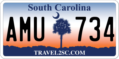 SC license plate AMU734
