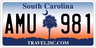 SC license plate AMU981