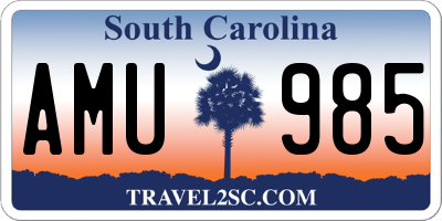 SC license plate AMU985