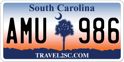 SC license plate AMU986