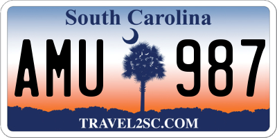 SC license plate AMU987