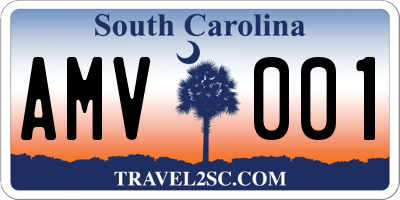 SC license plate AMV001