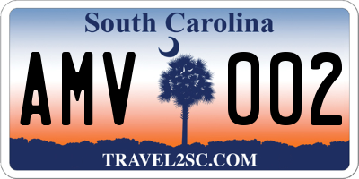 SC license plate AMV002