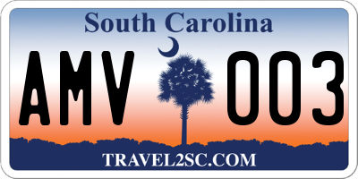 SC license plate AMV003