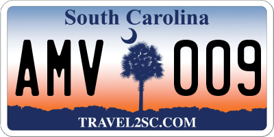 SC license plate AMV009