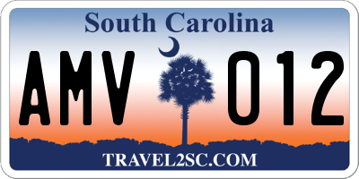 SC license plate AMV012