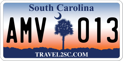 SC license plate AMV013