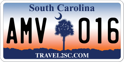 SC license plate AMV016