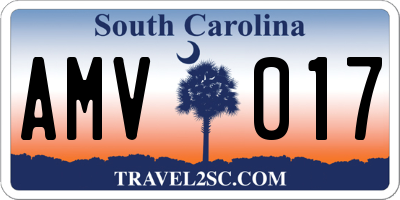 SC license plate AMV017