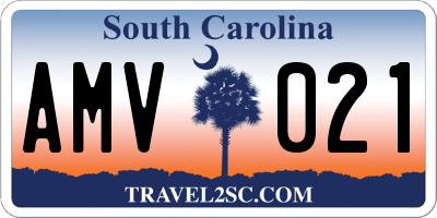 SC license plate AMV021