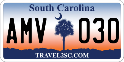 SC license plate AMV030