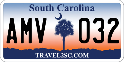 SC license plate AMV032