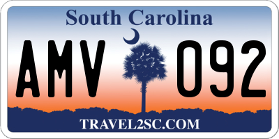 SC license plate AMV092