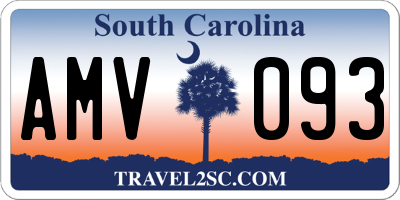 SC license plate AMV093