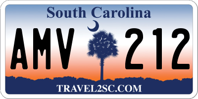 SC license plate AMV212