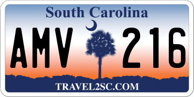 SC license plate AMV216