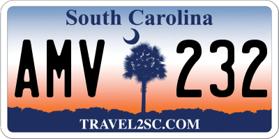 SC license plate AMV232