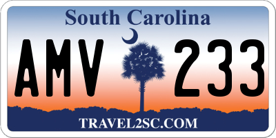 SC license plate AMV233