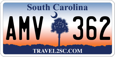 SC license plate AMV362