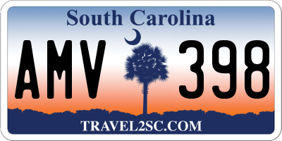 SC license plate AMV398