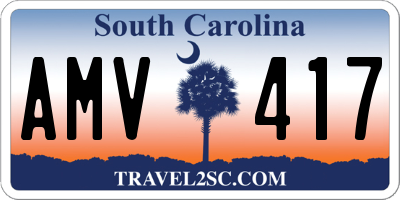 SC license plate AMV417