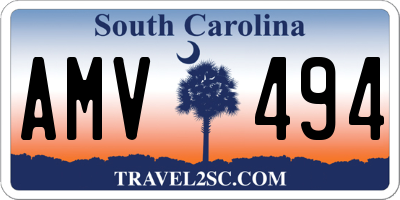 SC license plate AMV494