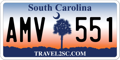 SC license plate AMV551
