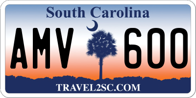 SC license plate AMV600