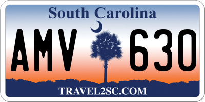 SC license plate AMV630