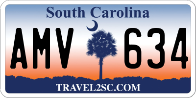 SC license plate AMV634