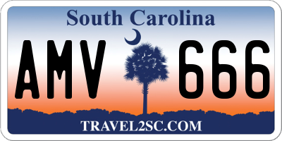 SC license plate AMV666