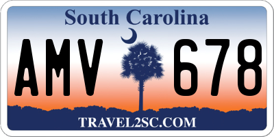 SC license plate AMV678