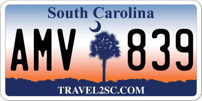 SC license plate AMV839