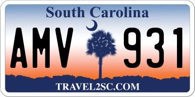 SC license plate AMV931