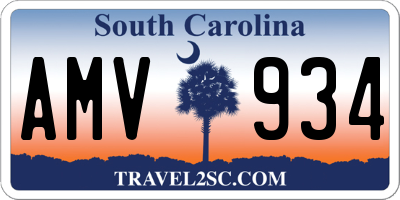 SC license plate AMV934