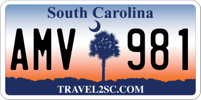 SC license plate AMV981